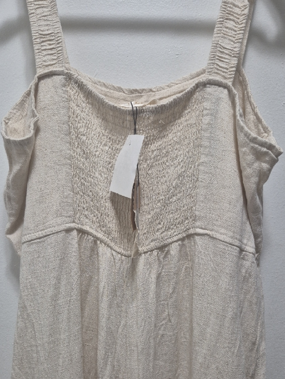 Light Cream Women's Linen Jumpsuit - Picture 3 of 4
